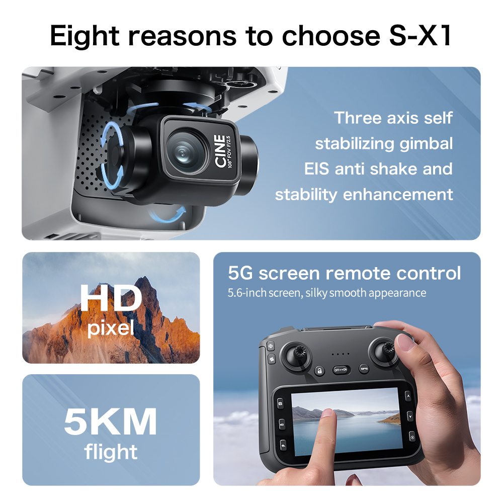 Original S-X1 GPS Foldable RC  - Drone Gimbal 3 Axis 评论和价格